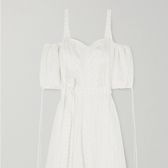 LOEWE + Paula's Ibiza cold-shoulder striped linen-blend gown - Picture 1 of 2